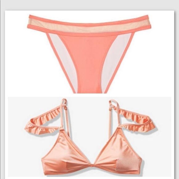 Mini Bikini Low Rise+Shiny Flutter Traingle Top - Picture 1 of 3